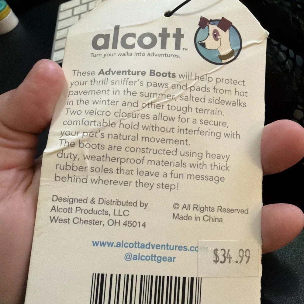 Alcott Explorer Adventure Dog Boots Adjustable Strap Pet Shoes Size Small